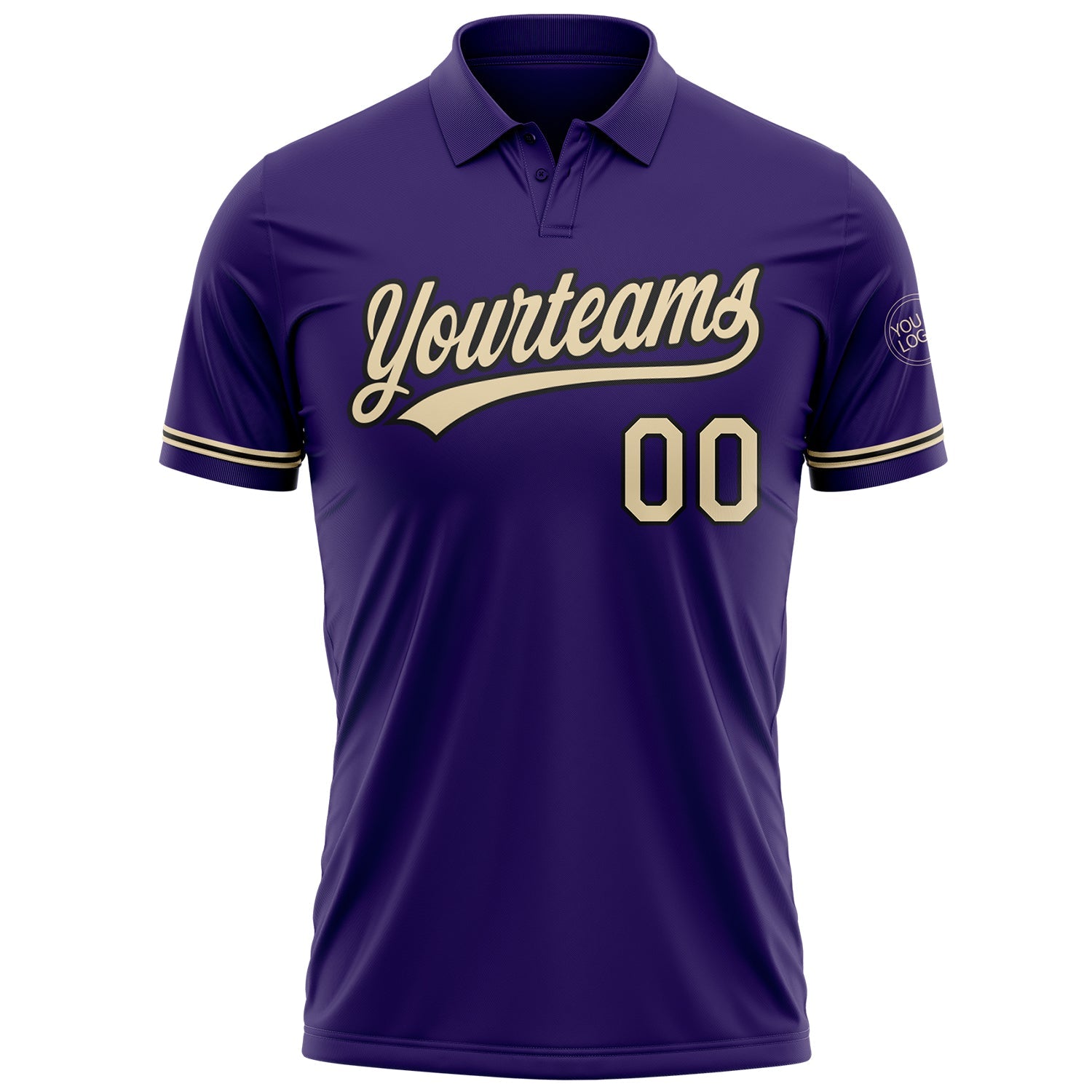 Custom Purple City Cream-Black Performance Vapor Golf Polo Shirt view 2