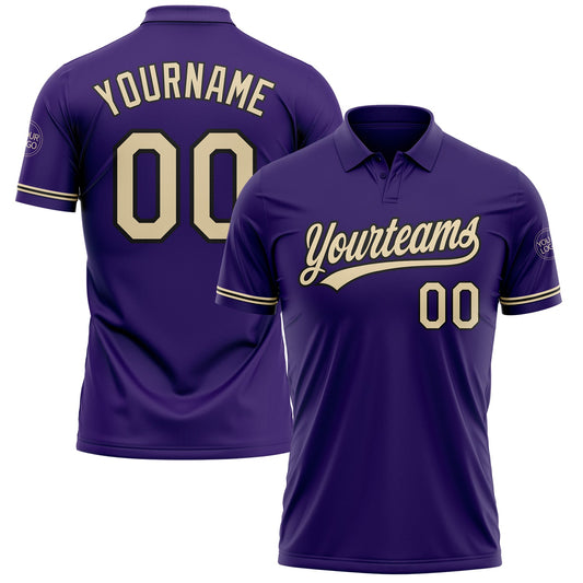 Custom Purple City Cream-Black Performance Vapor Golf Polo Shirt - Main View