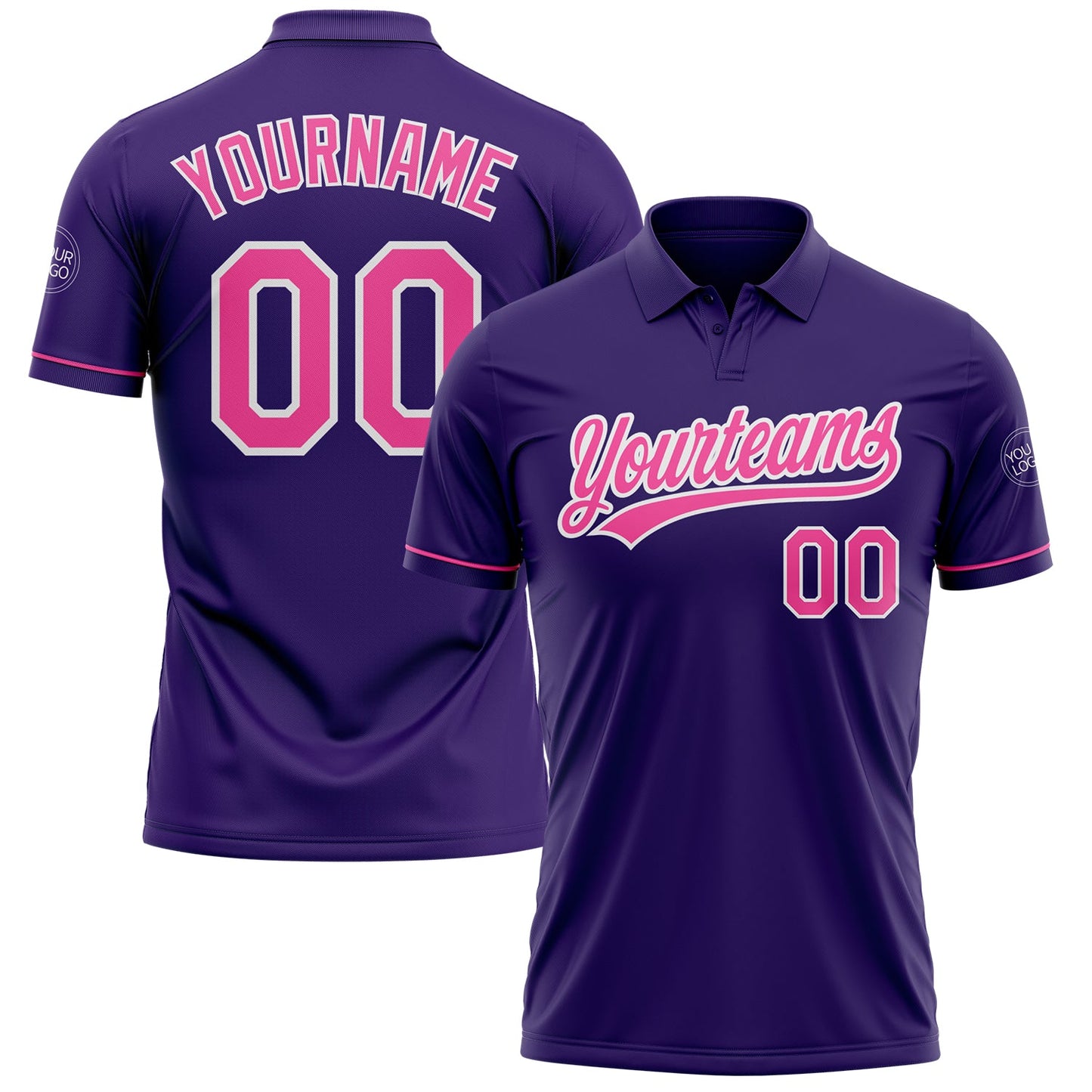 Custom Purple Pink-White Performance Vapor Golf Polo Shirt - Main View