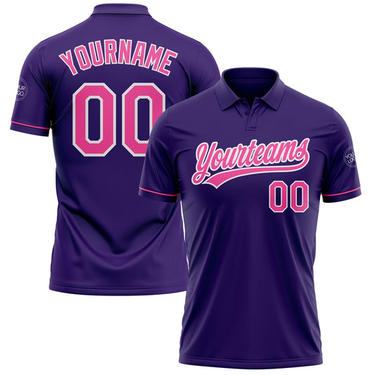 Custom Purple Pink-White Performance Vapor Golf Polo Shirt - Main View