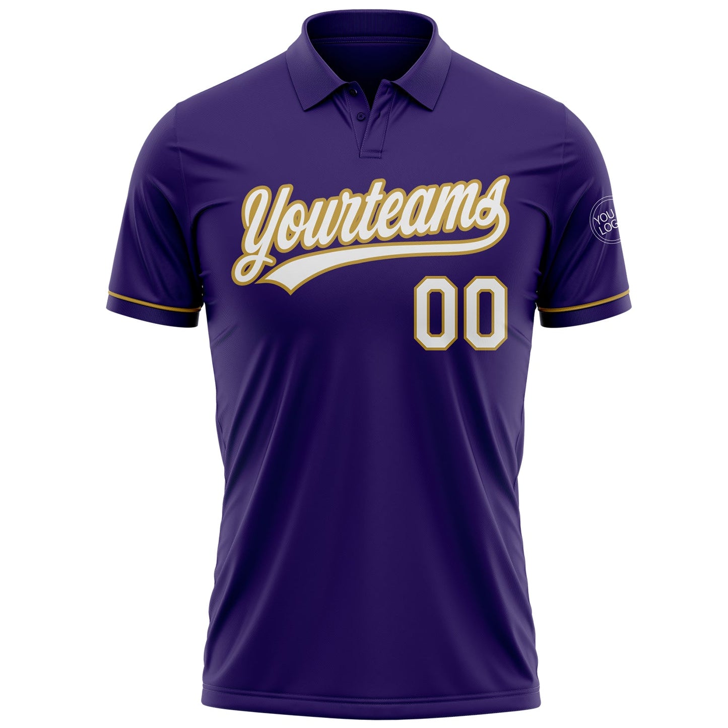 Custom Purple White-Old Gold Performance Vapor Golf Polo Shirt view 2