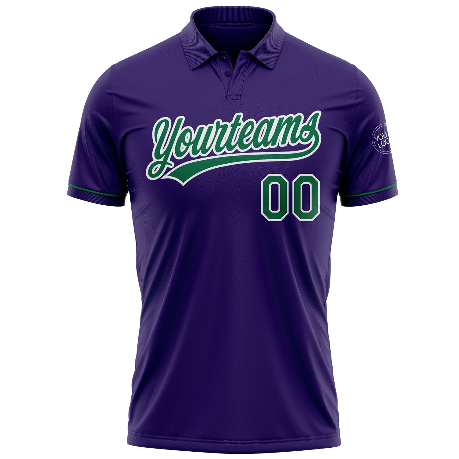 Custom Purple Kelly Green-White Performance Vapor Golf Polo Shirt view 2