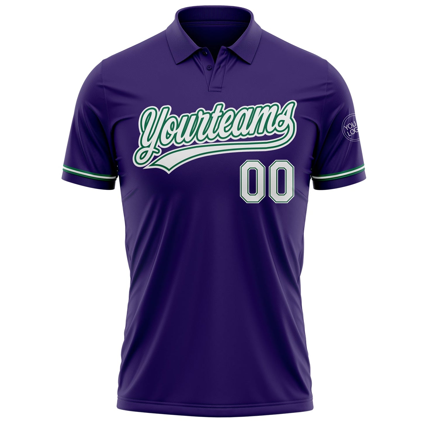 Custom Purple White-Kelly Green Performance Vapor Golf Polo Shirt view 2