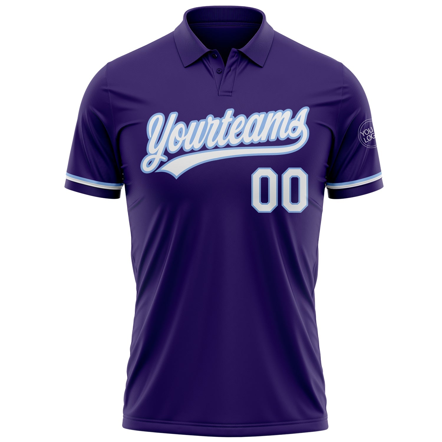 Custom Purple White-Light Blue Performance Vapor Golf Polo Shirt view 2