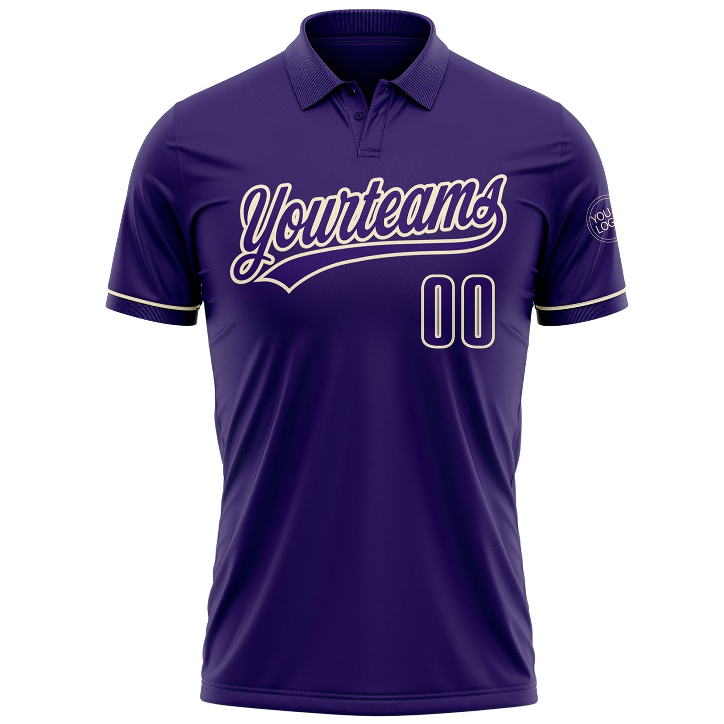 Custom Purple Cream Performance Vapor Golf Polo Shirt view 2