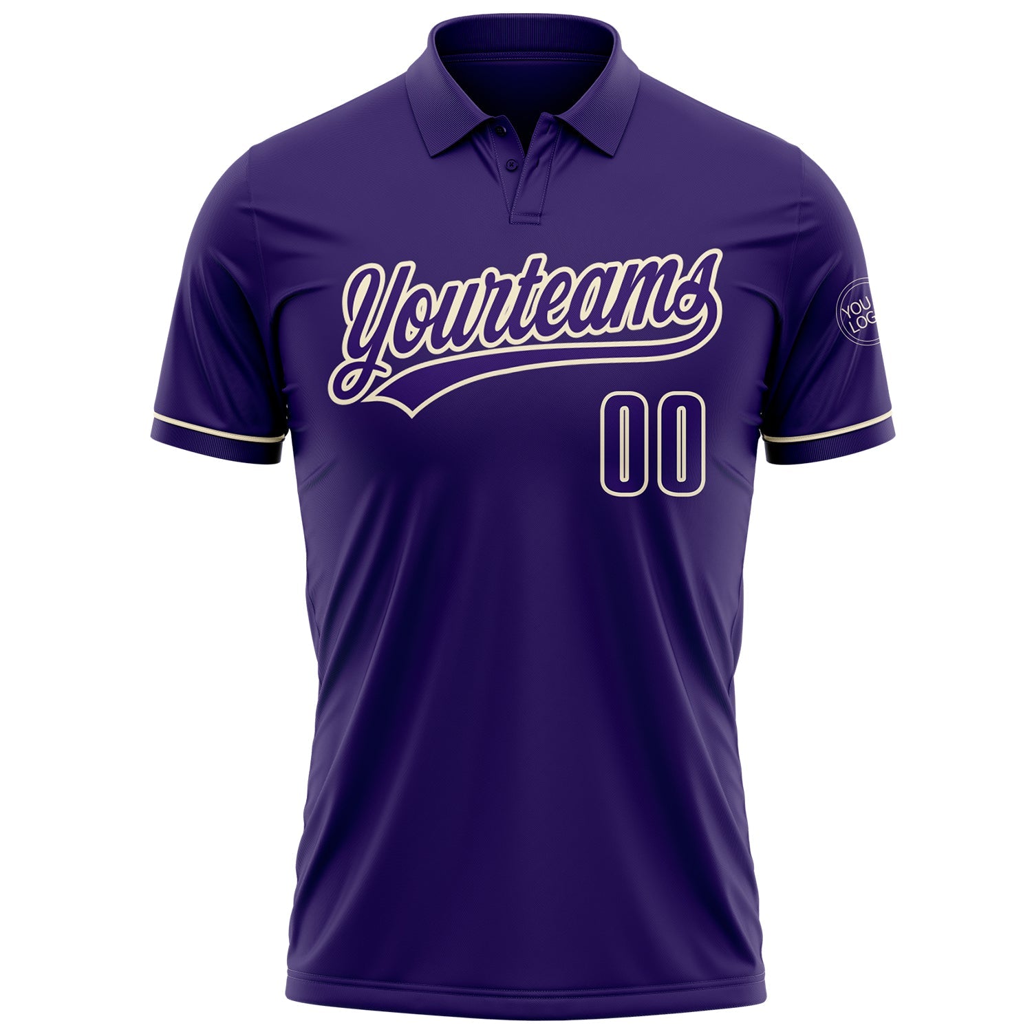 Custom Purple Cream Performance Vapor Golf Polo Shirt view 2