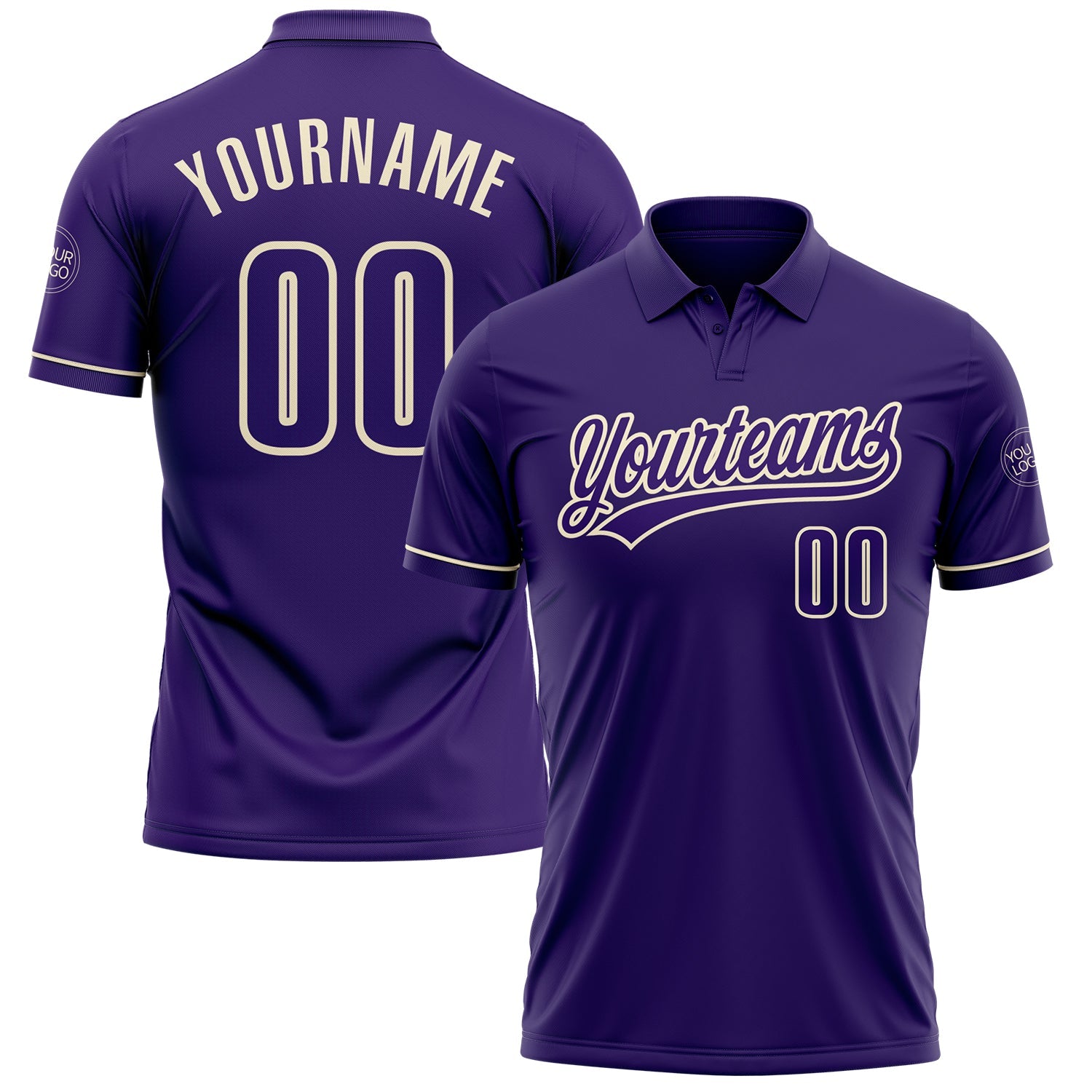 Custom Purple Cream Performance Vapor Golf Polo Shirt - Main View