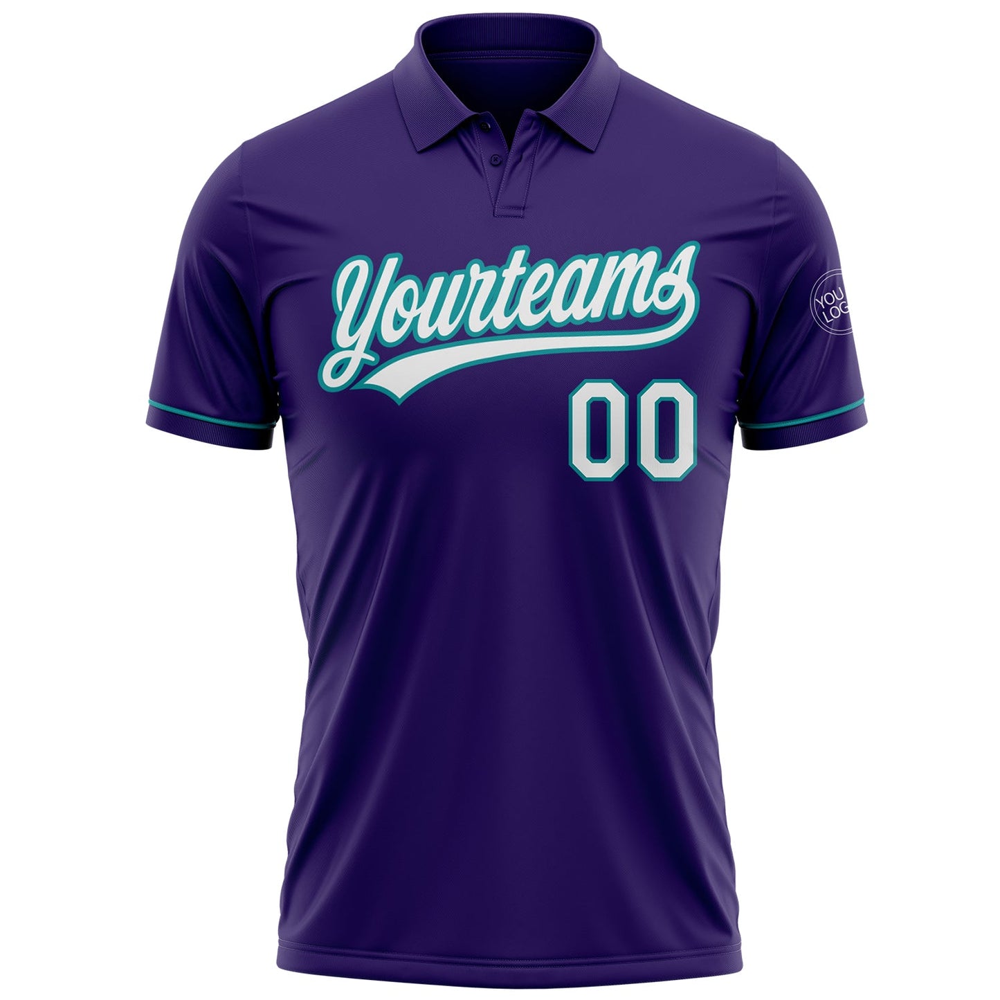 Custom Purple White-Teal Performance Vapor Golf Polo Shirt view 2