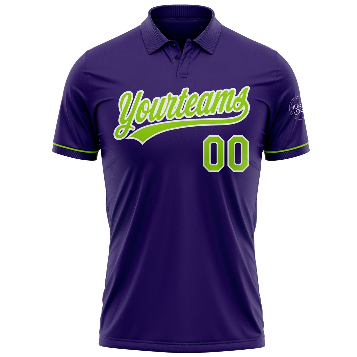 Custom Purple Neon Green-White Performance Vapor Golf Polo Shirt view 2
