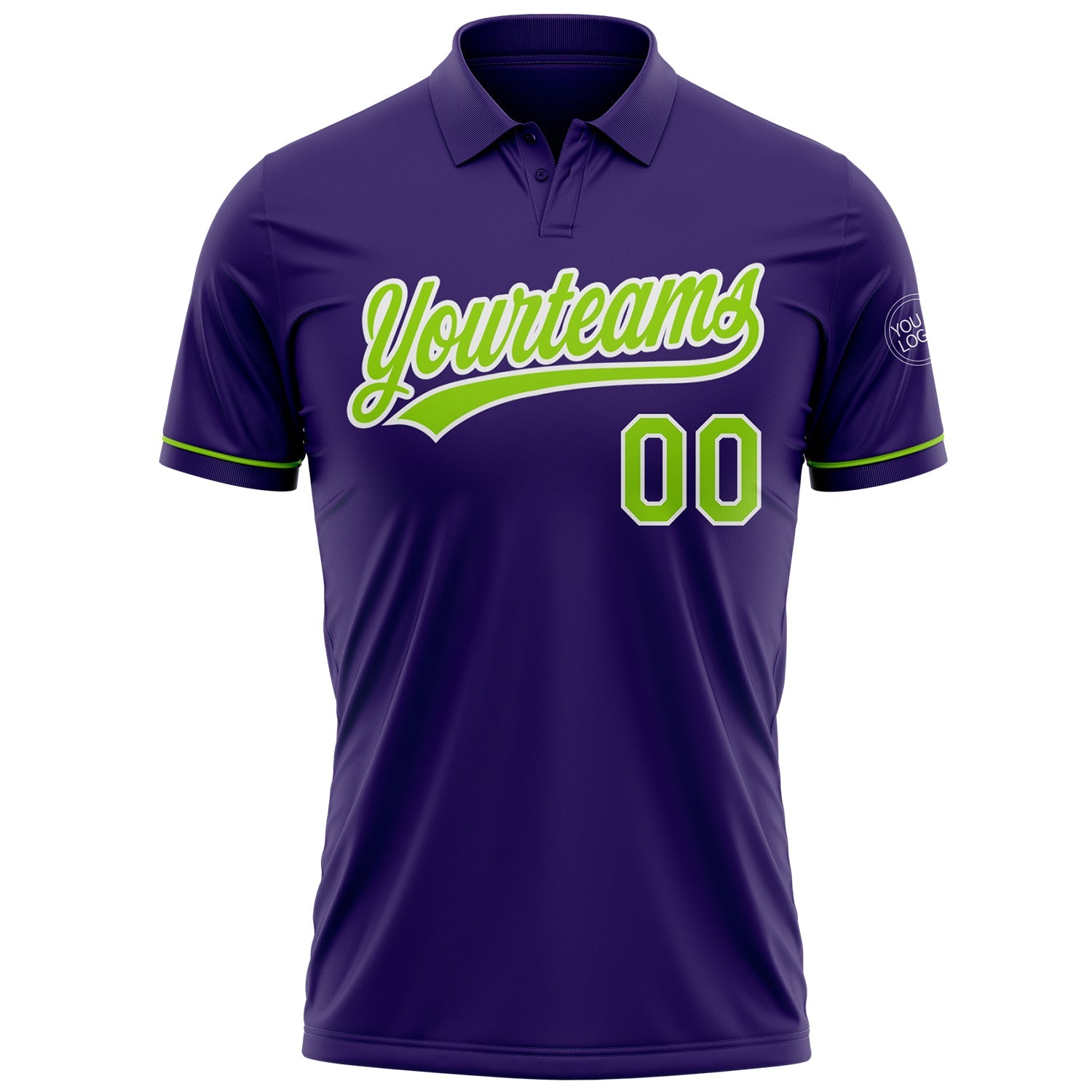 Custom Purple Neon Green-White Performance Vapor Golf Polo Shirt view 2
