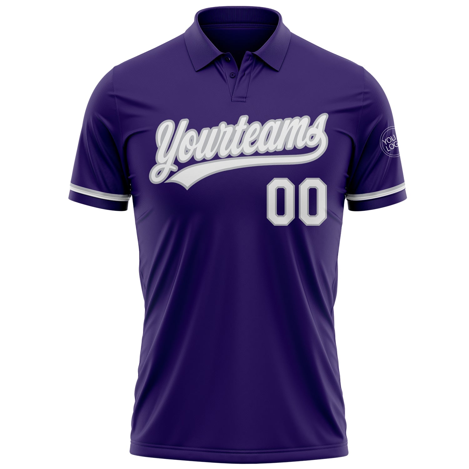 Custom Purple White-Gray Performance Vapor Golf Polo Shirt view 2