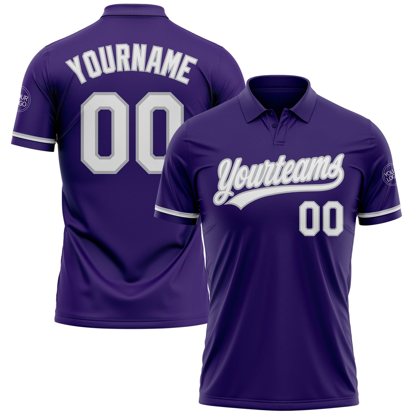 Custom Purple White-Gray Performance Vapor Golf Polo Shirt - Main View