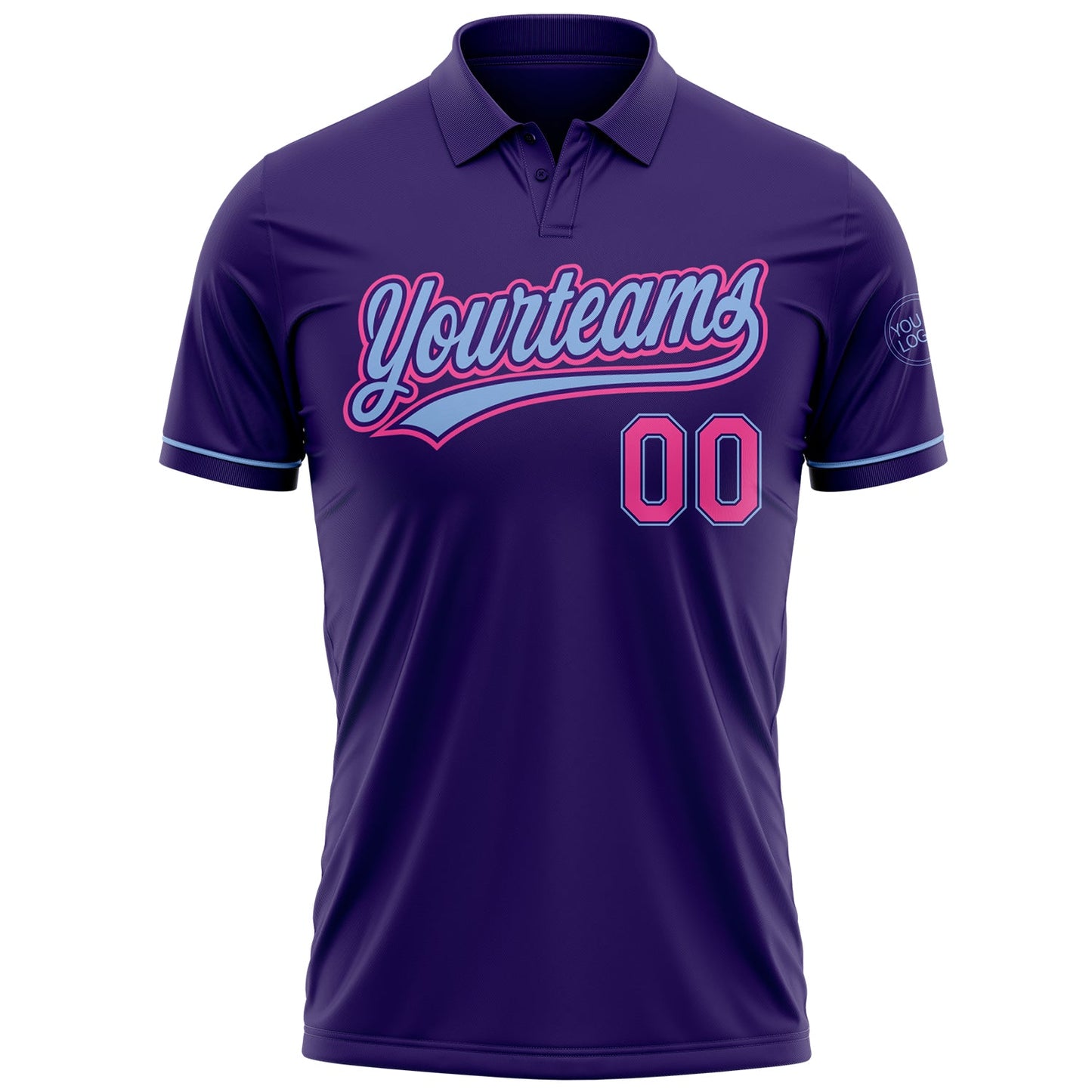 Custom Purple Pink-Light Blue Performance Vapor Golf Polo Shirt view 2