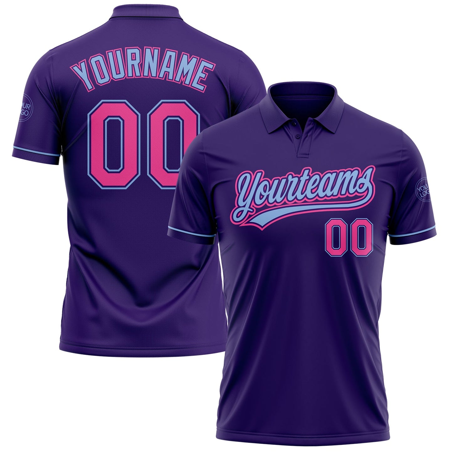 Custom Purple Pink-Light Blue Performance Vapor Golf Polo Shirt - Main View