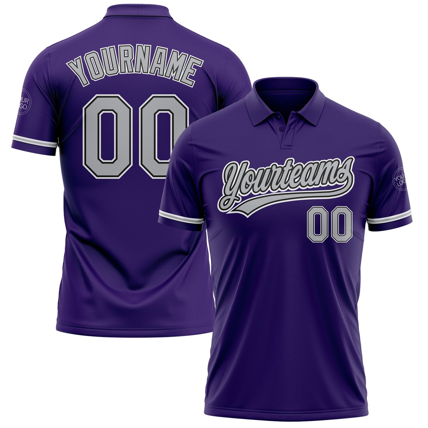 Custom Purple Gray-Black Performance Vapor Golf Polo Shirt - Main View