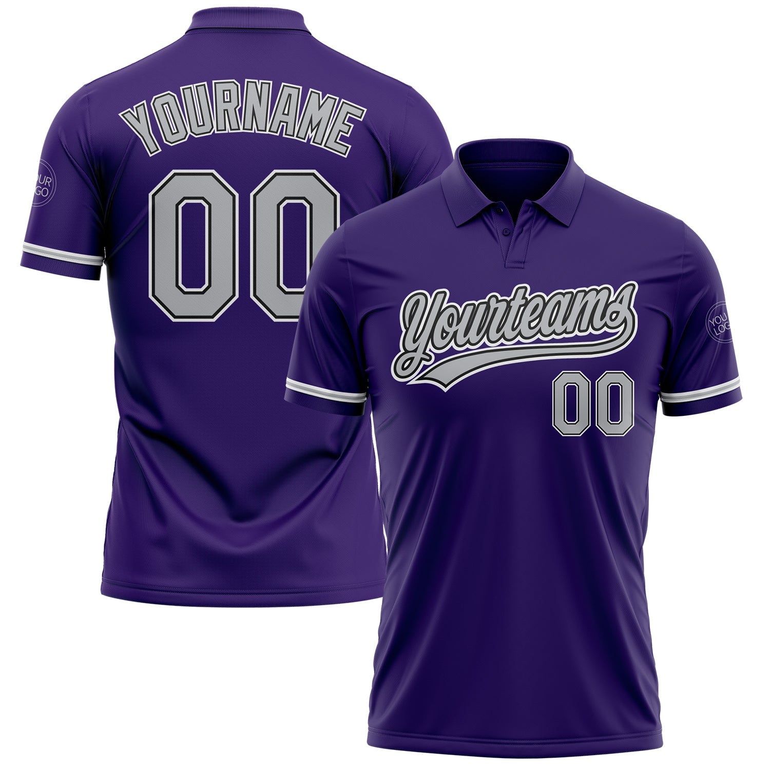 Custom Purple Gray-Black Performance Vapor Golf Polo Shirt - Main View