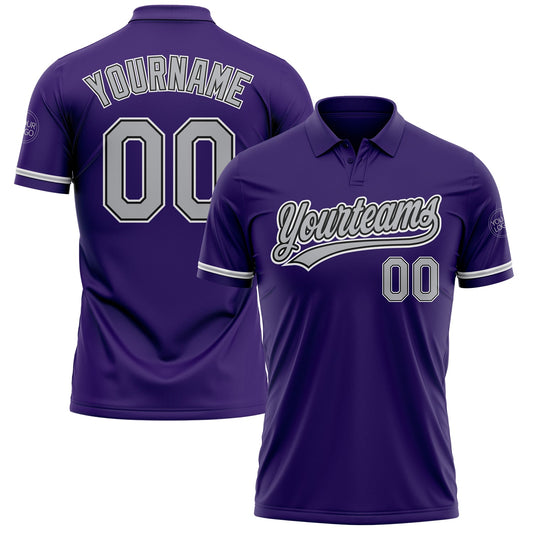 Custom Purple Gray-Black Performance Vapor Golf Polo Shirt - Main View