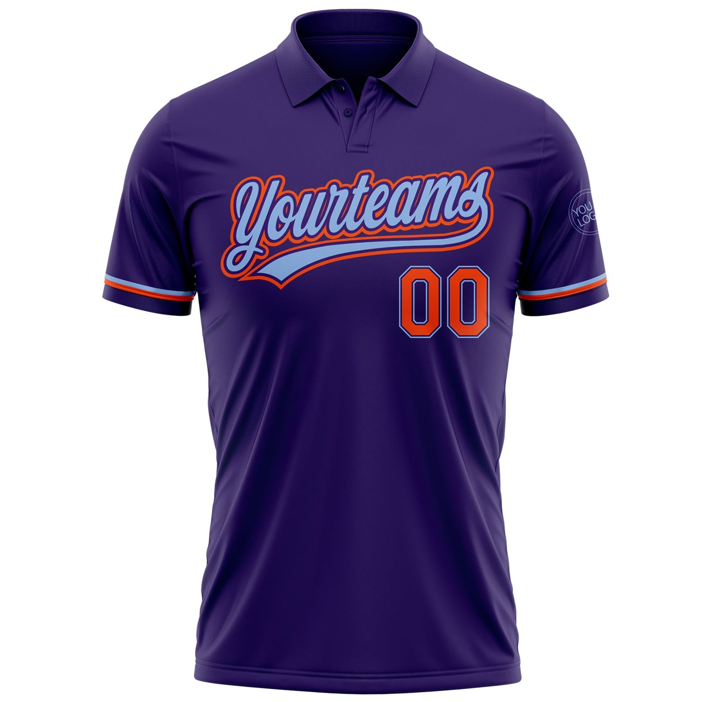 Custom Purple Orange-Light Blue Performance Vapor Golf Polo Shirt view 2