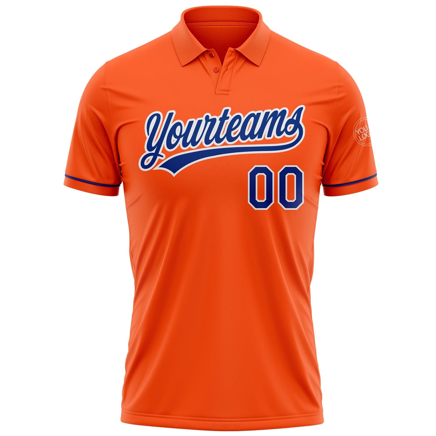 Custom Orange Royal-White Performance Vapor Golf Polo Shirt view 2