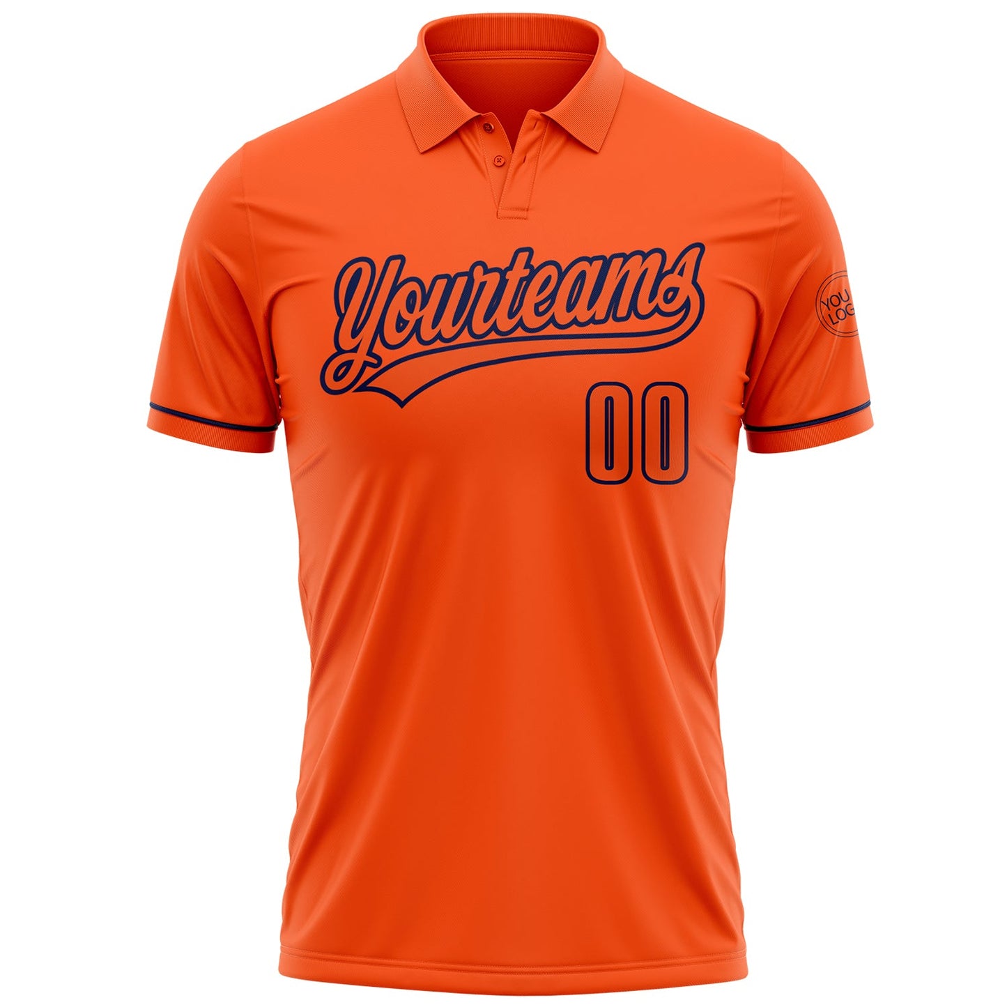 Custom Orange Navy Performance Vapor Golf Polo Shirt view 2