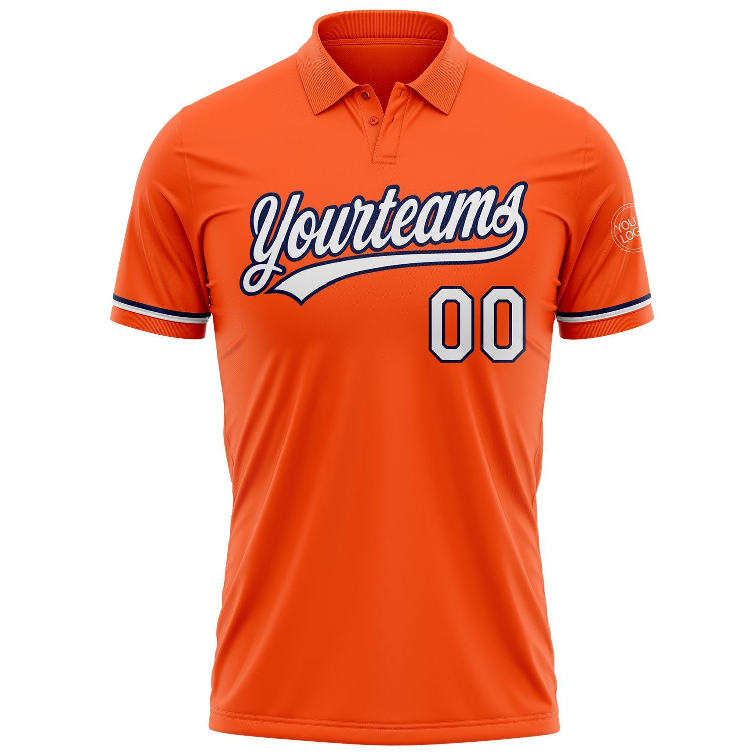 Custom Orange White-Navy Performance Vapor Golf Polo Shirt view 2