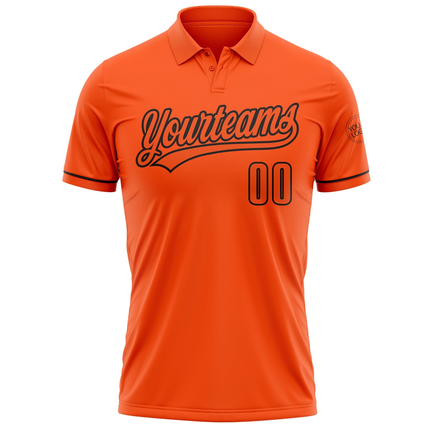 Custom Orange Black Performance Vapor Golf Polo Shirt view 2