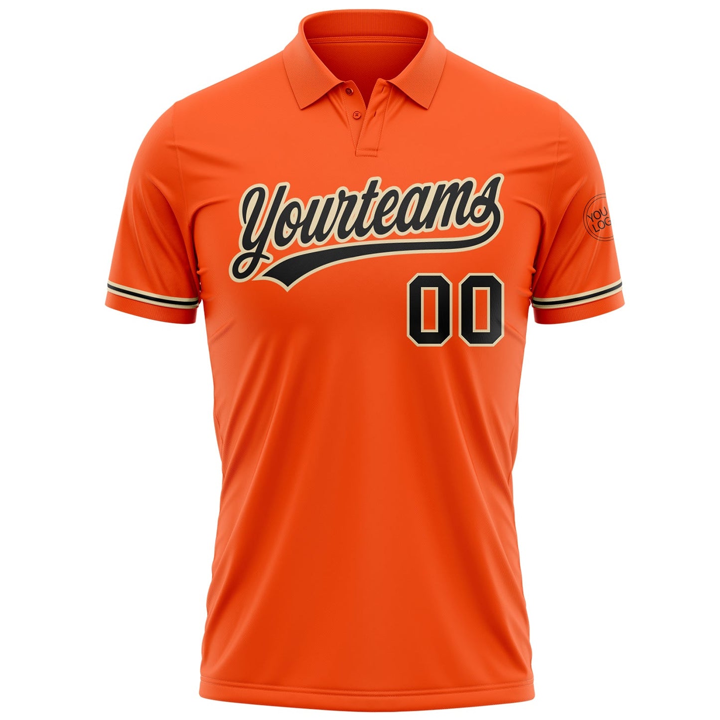 Custom Orange Black-City Cream Performance Vapor Golf Polo Shirt view 2