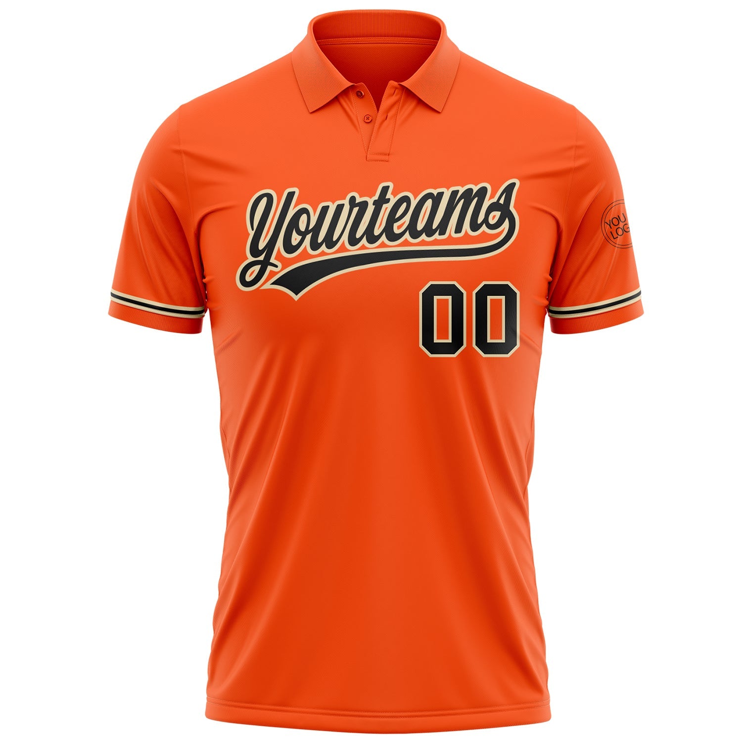 Custom Orange Black-City Cream Performance Vapor Golf Polo Shirt view 2