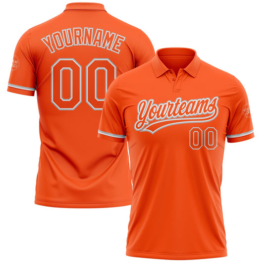 Custom Orange White-Gray Performance Vapor Golf Polo Shirt - Main View