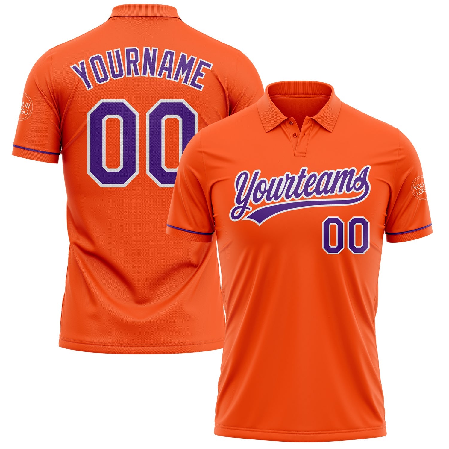 Custom Orange Purple-White Performance Vapor Golf Polo Shirt - Main View