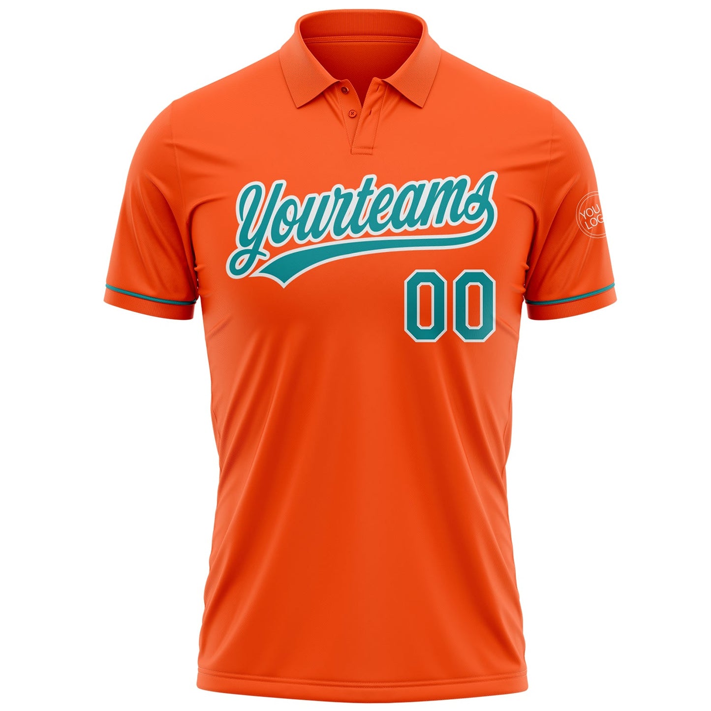 Custom Orange Teal-White Performance Vapor Golf Polo Shirt view 2