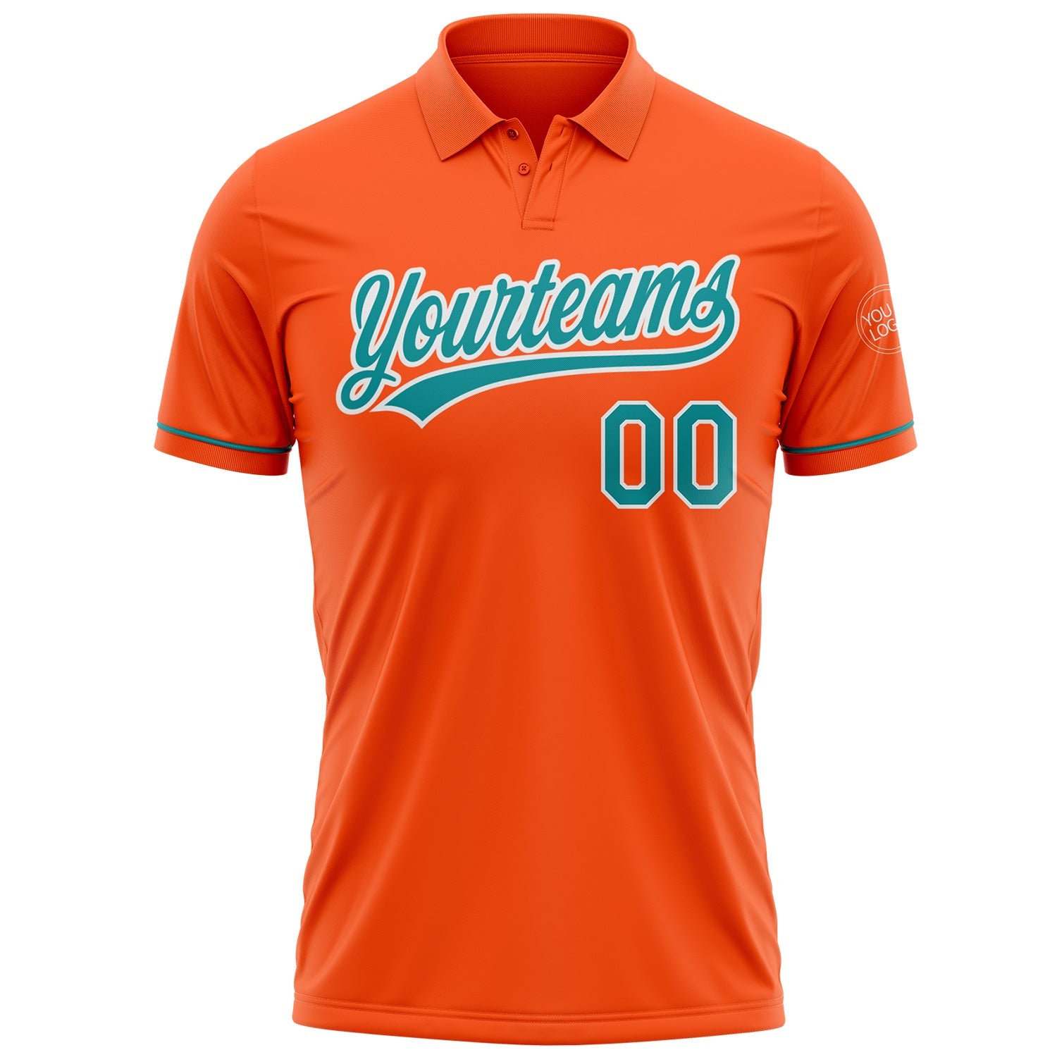 Custom Orange Teal-White Performance Vapor Golf Polo Shirt view 2