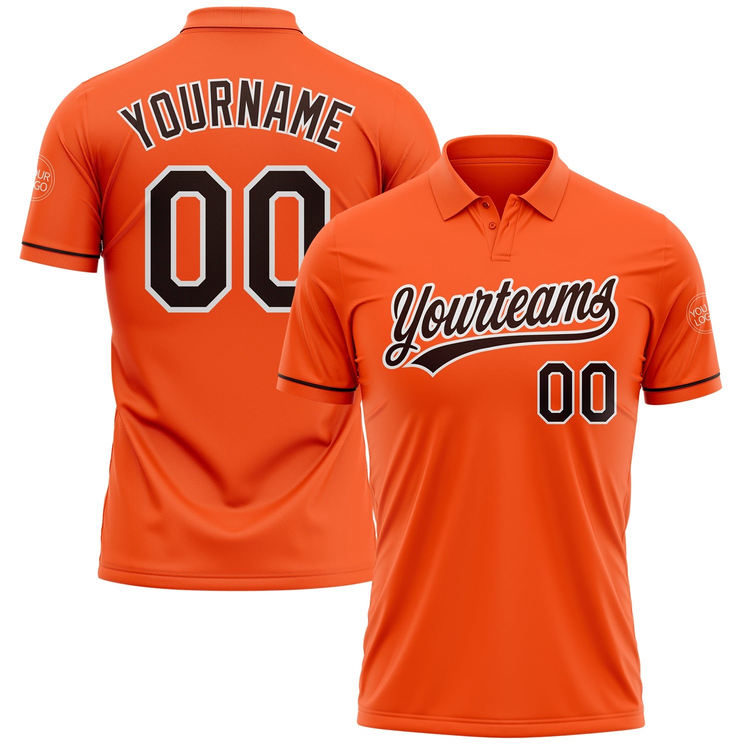 Custom Orange Brown-White Performance Vapor Golf Polo Shirt - Main View