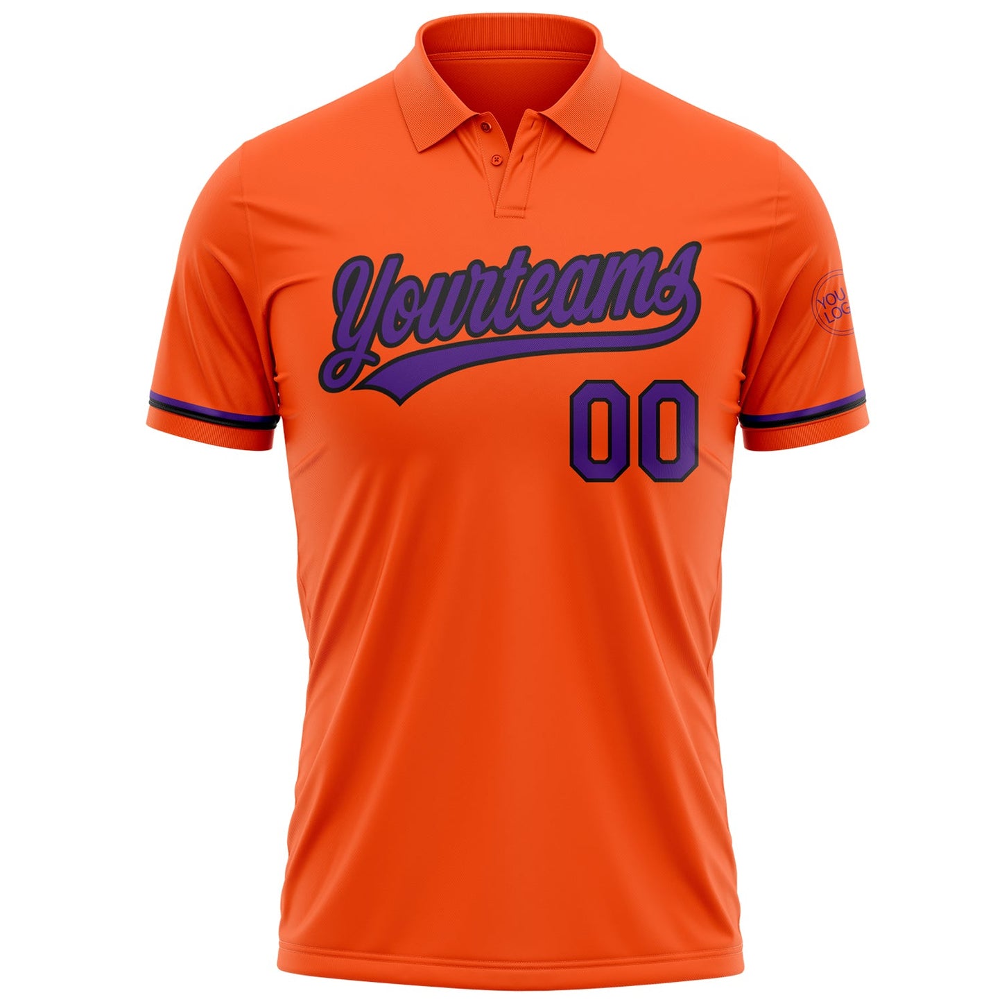 Custom Orange Purple-Black Performance Vapor Golf Polo Shirt view 2
