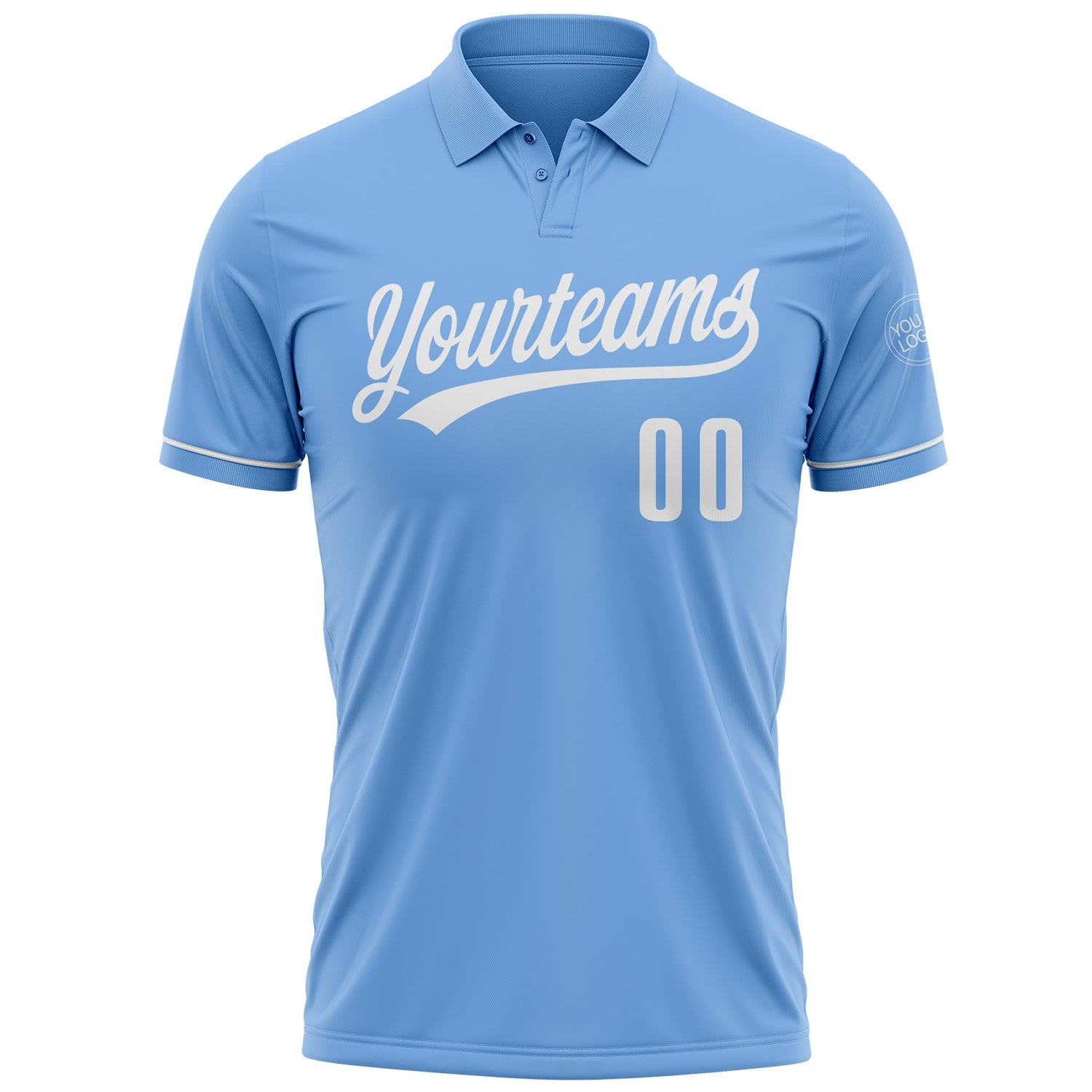 Custom Light Blue White Performance Vapor Golf Polo Shirt view 2