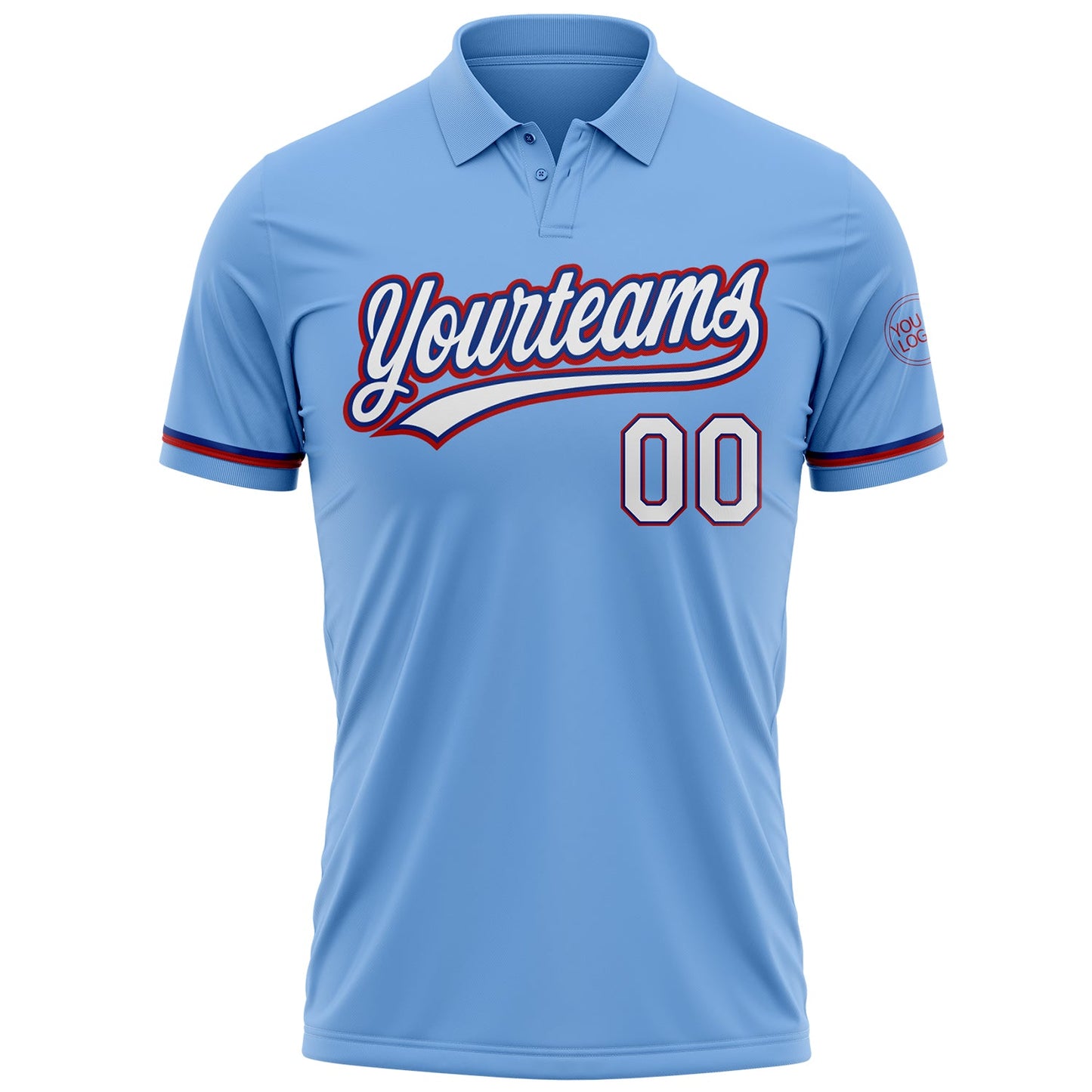 Custom Light Blue White Royal-Red Performance Vapor Golf Polo Shirt view 2