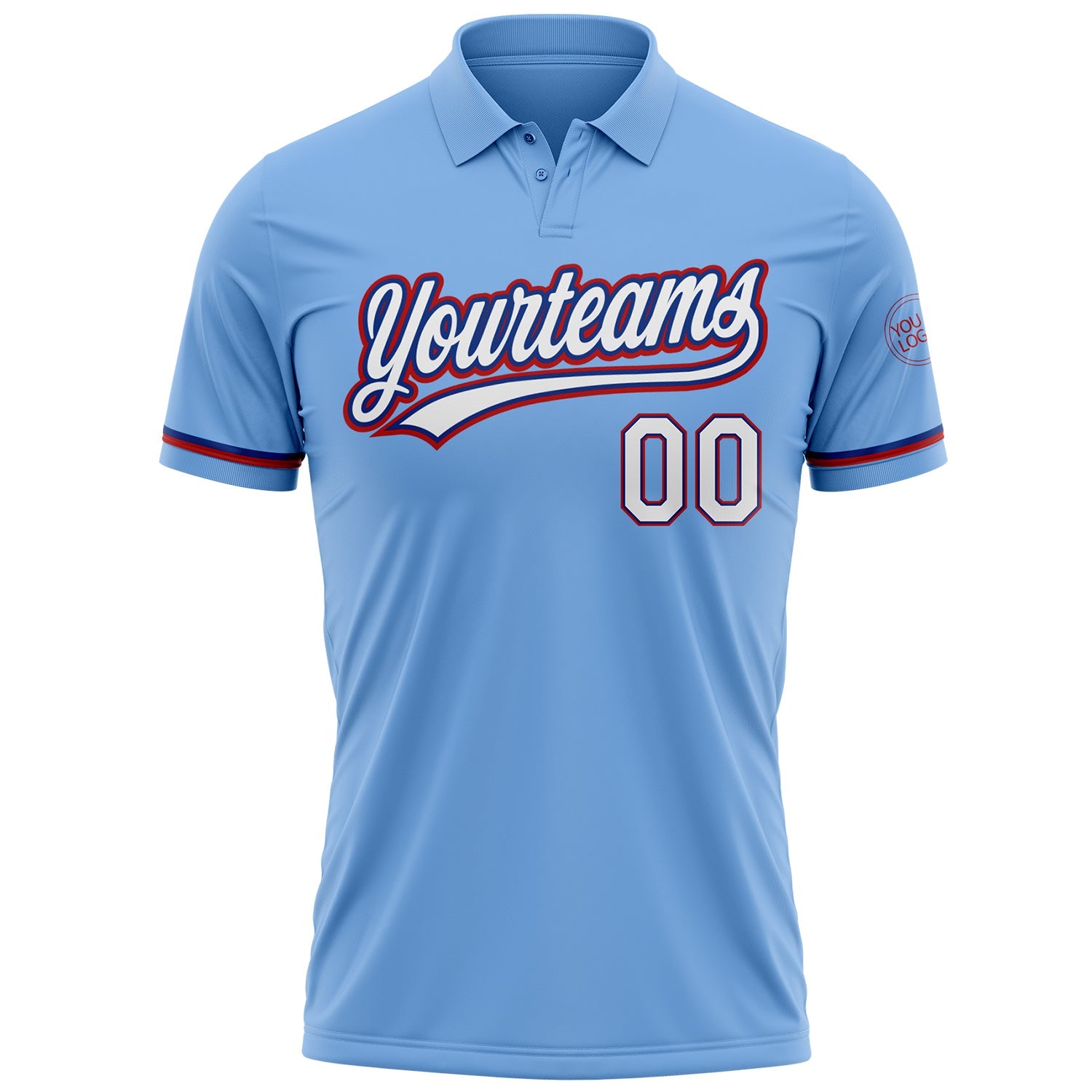Custom Light Blue White Royal-Red Performance Vapor Golf Polo Shirt view 2