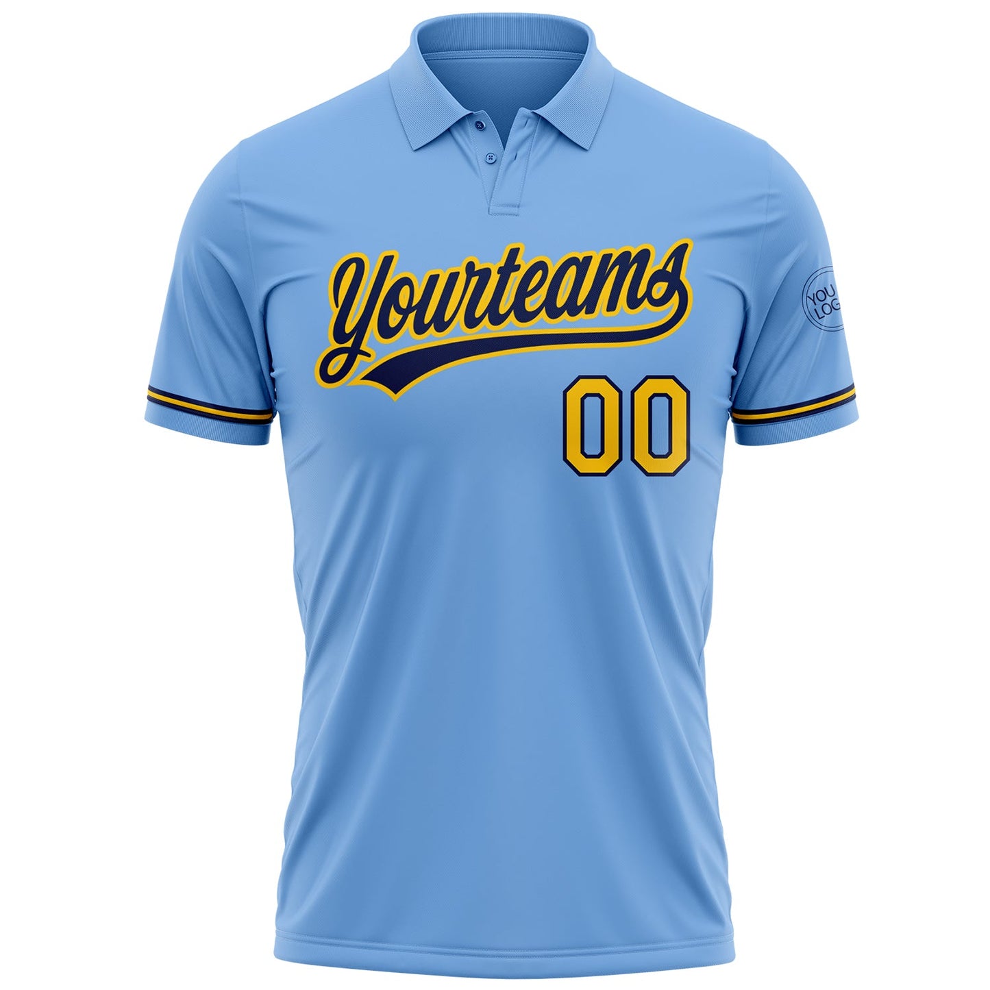 Custom Light Blue Yellow-Navy Performance Vapor Golf Polo Shirt view 2