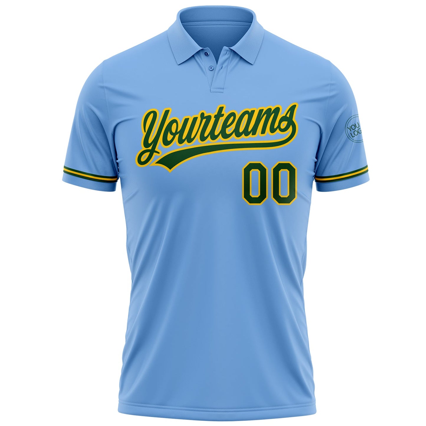 Custom Light Blue Green-Yellow Performance Vapor Golf Polo Shirt view 2