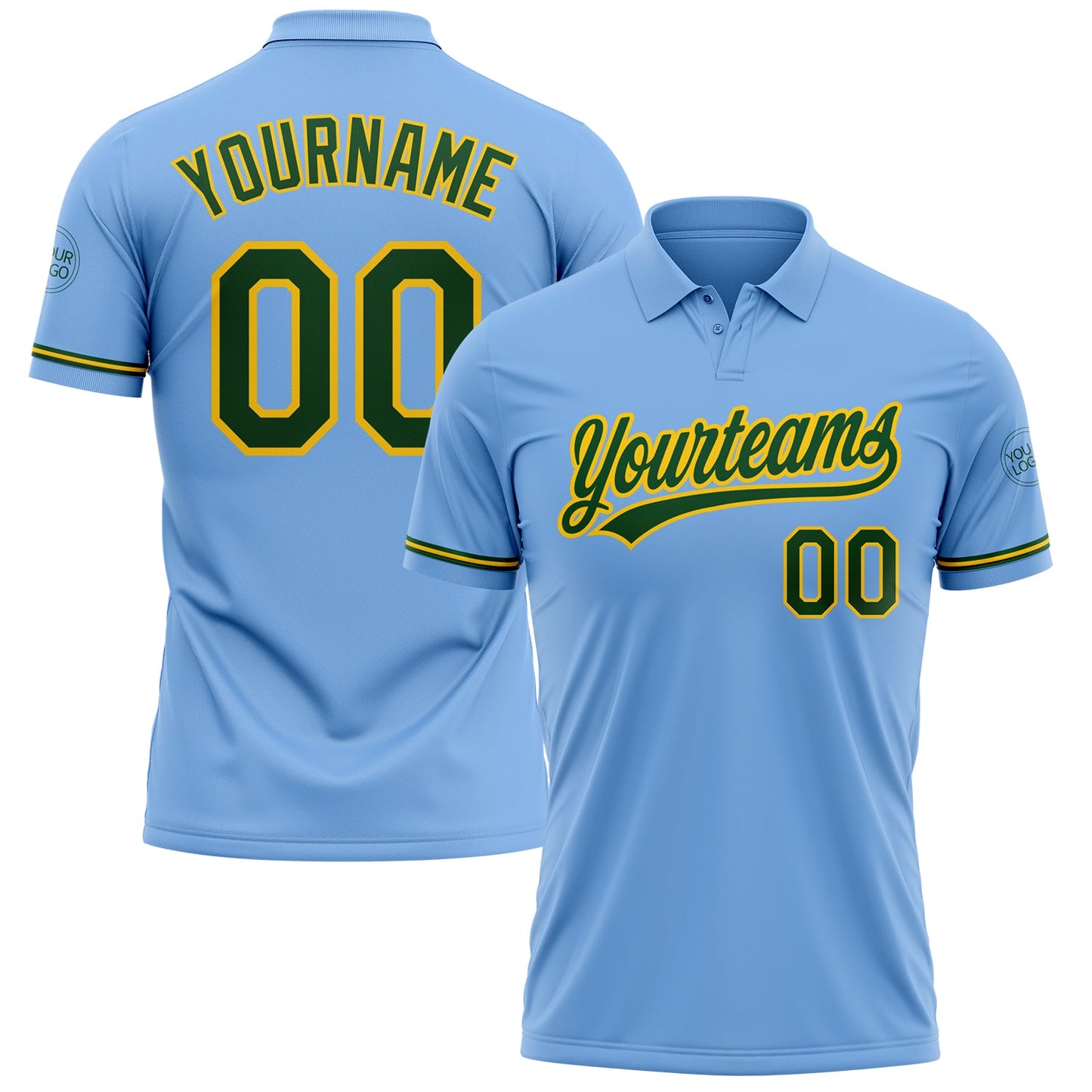 Custom Light Blue Green-Yellow Performance Vapor Golf Polo Shirt - Main View