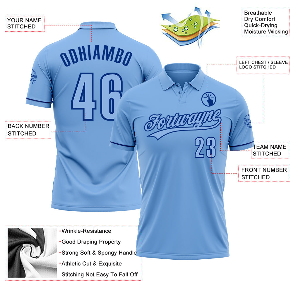Custom Light Blue Royal Performance Vapor Golf Polo Shirt view 3