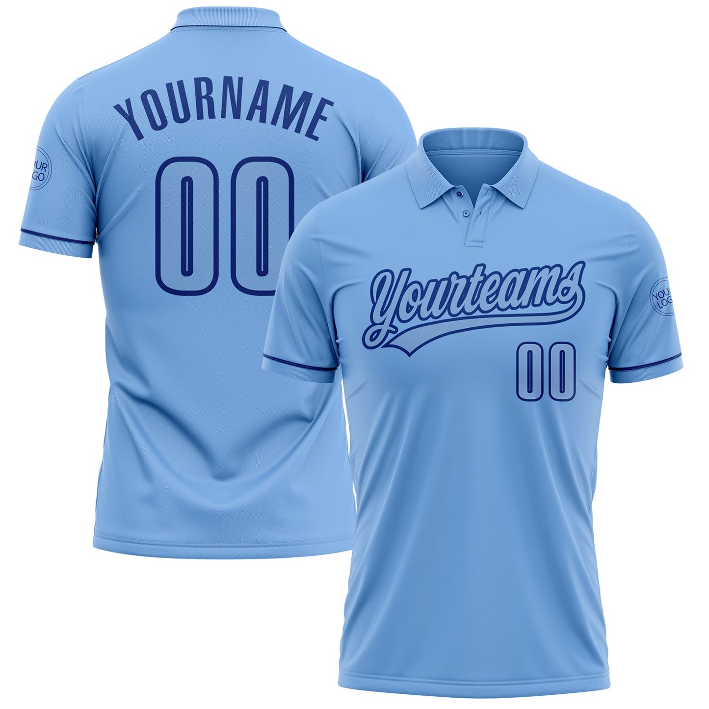 Custom Light Blue Royal Performance Vapor Golf Polo Shirt - Main View