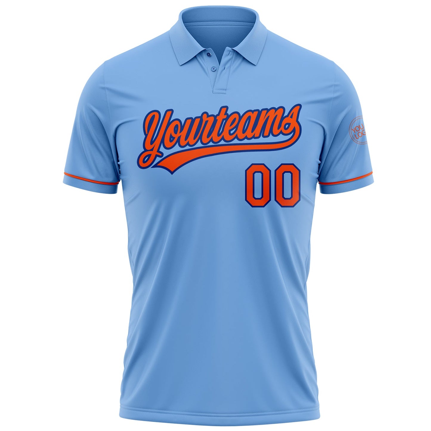 Custom Light Blue Orange-Royal Performance Vapor Golf Polo Shirt view 2