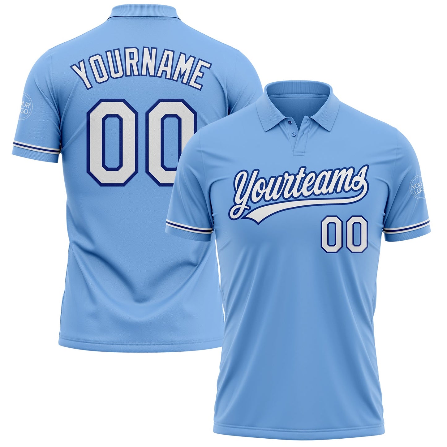 Custom Light Blue White-Royal Performance Vapor Golf Polo Shirt - Main View