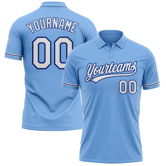 Custom Light Blue White-Royal Performance Vapor Golf Polo Shirt - Main View