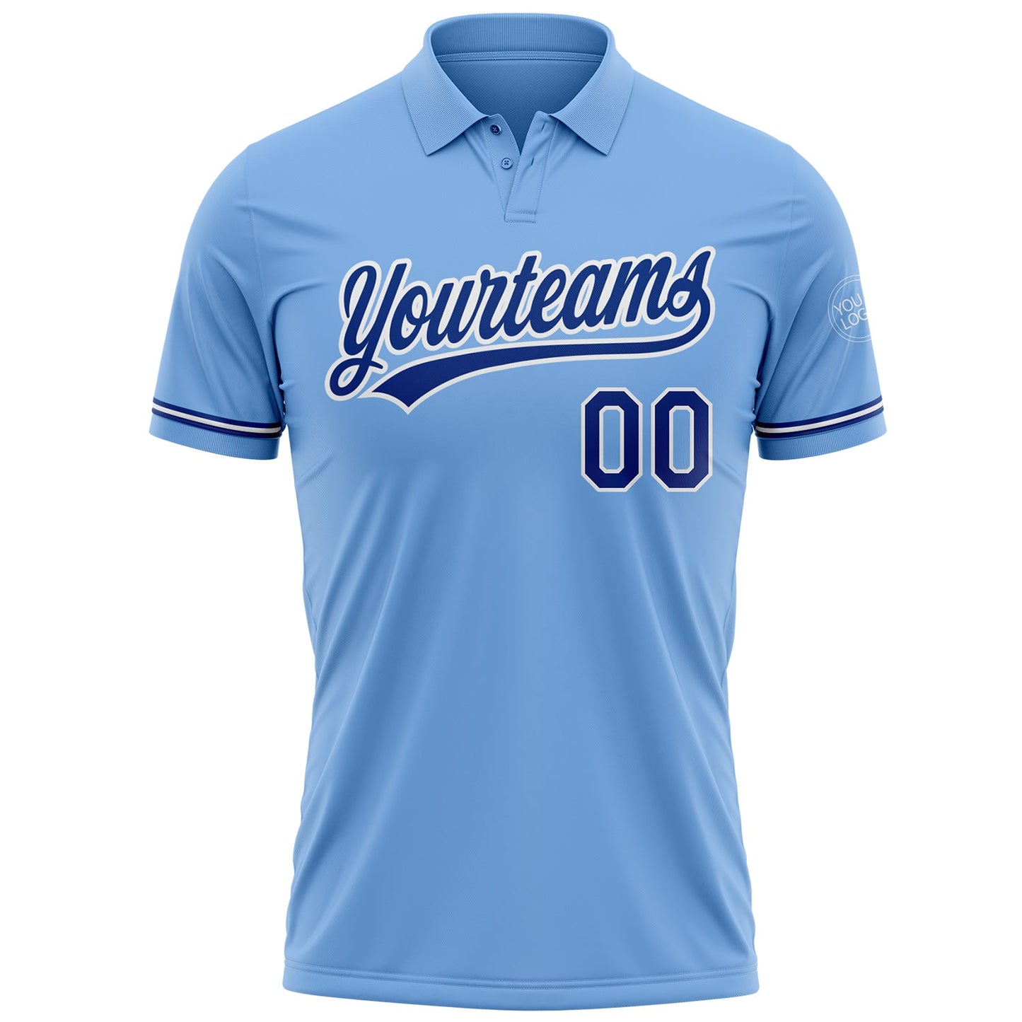 Custom Light Blue Royal-White Performance Vapor Golf Polo Shirt view 2