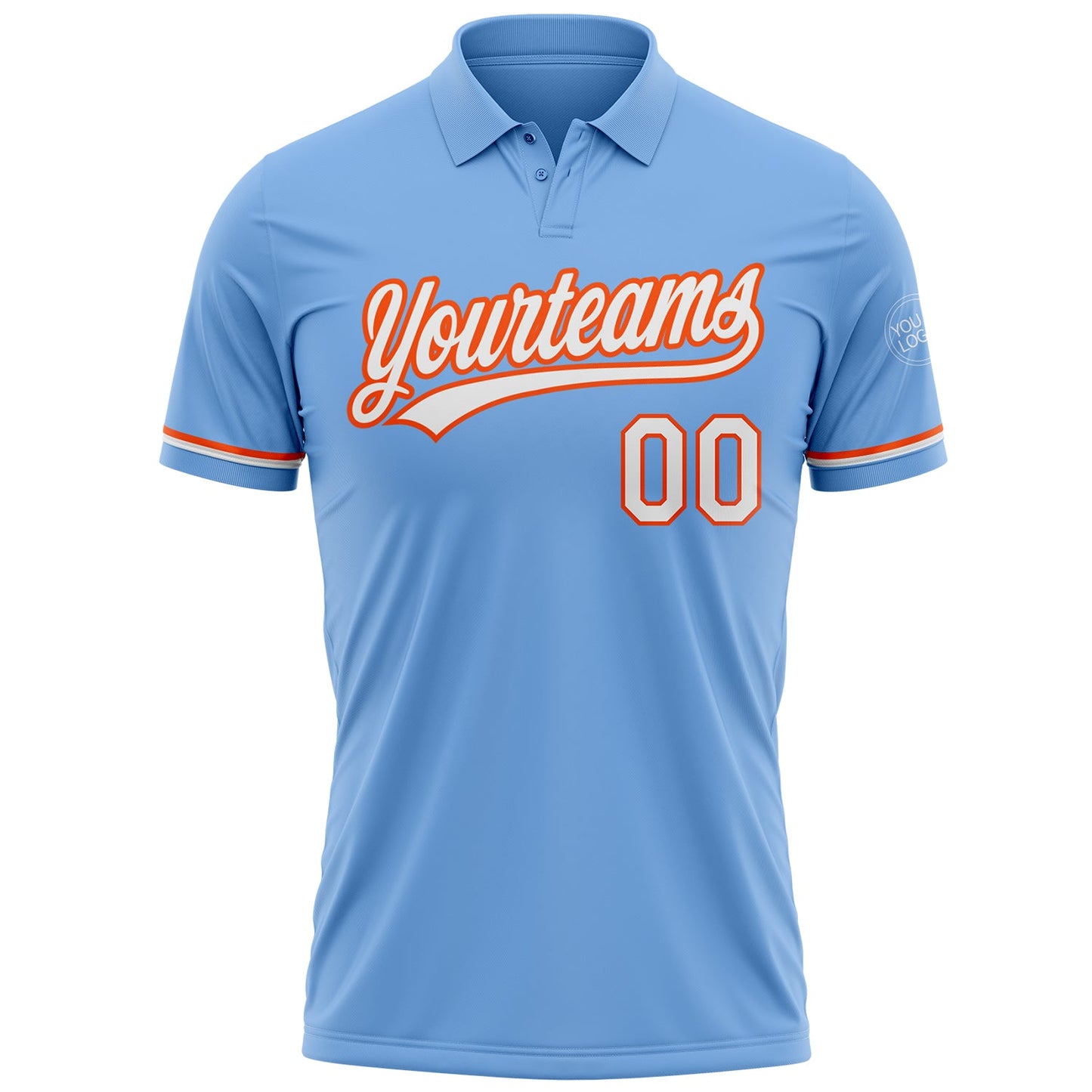 Custom Light Blue White-Orange Performance Vapor Golf Polo Shirt view 2