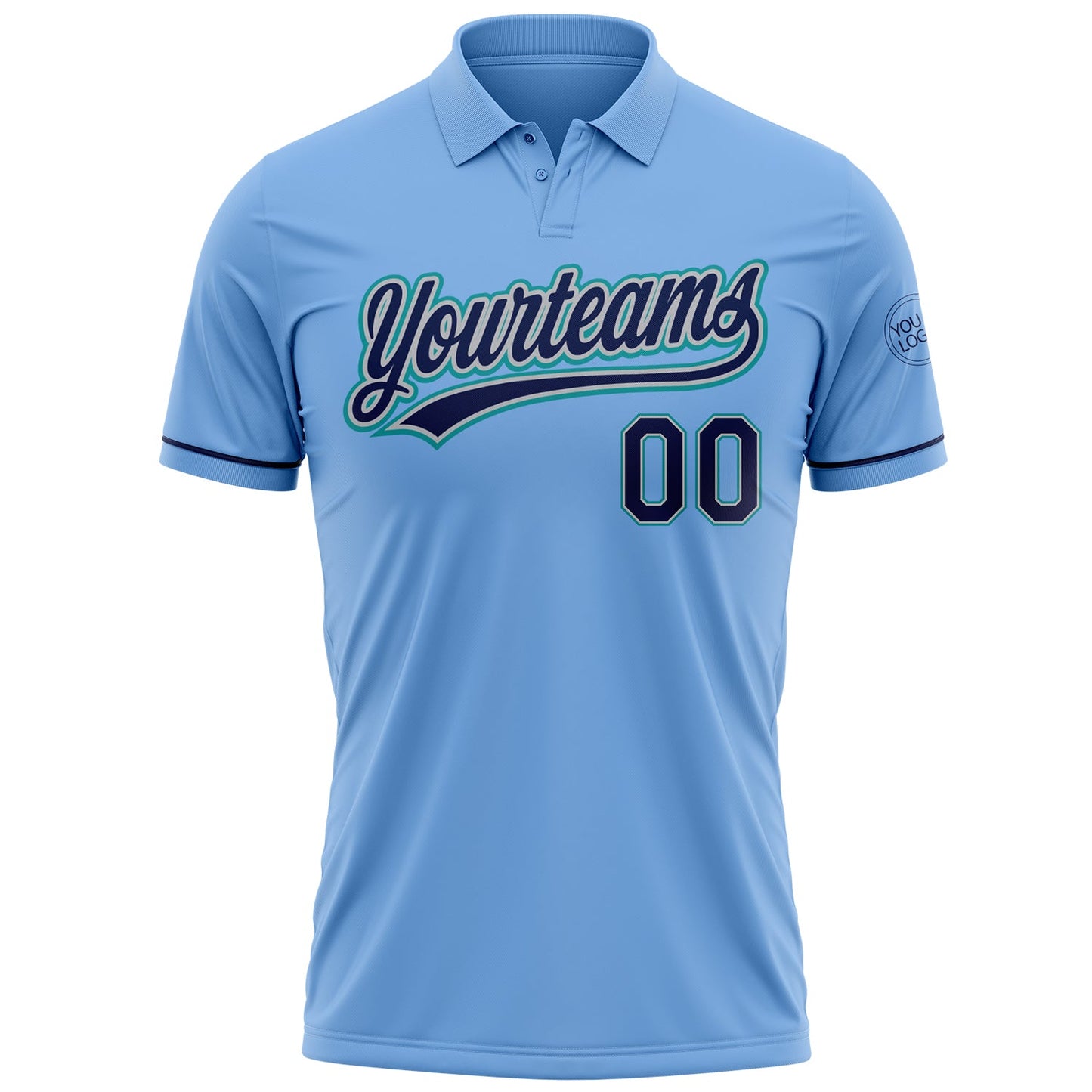 Custom Light Blue Navy Gray-Teal Performance Vapor Golf Polo Shirt view 2