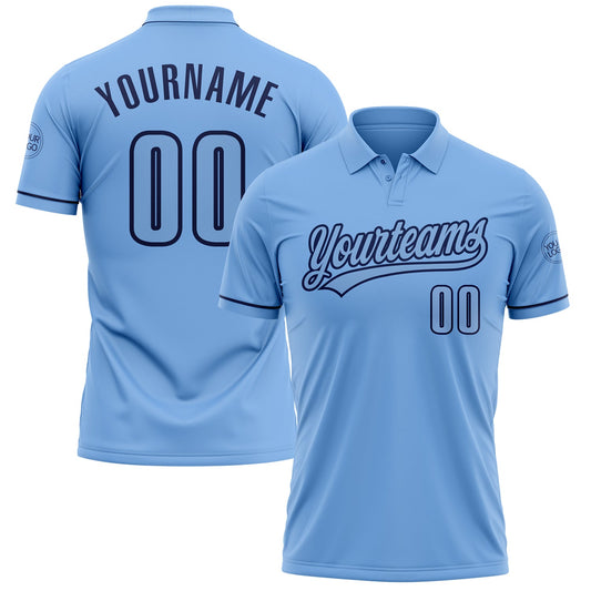 Custom Light Blue Navy Performance Vapor Golf Polo Shirt - Main View