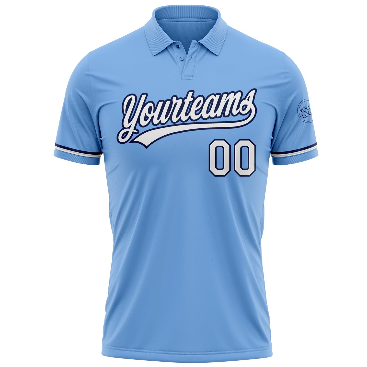 Custom Light Blue White-Navy Performance Vapor Golf Polo Shirt view 2